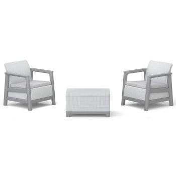 Baštenska garnitura Scandi linea sa box stolom - Siva