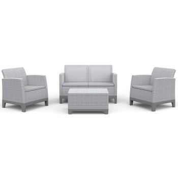 Baštenska garnitura Scandi forma II sa box stolom - Siva