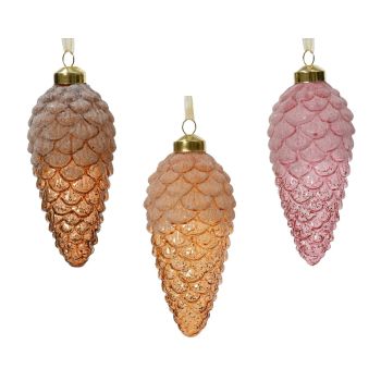 Ukras za jelku - razni oblici staklena šišarka više boja 12 cm - pakovanje 2 kom.