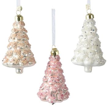 Ukras za jelku - razni oblici stakleni više boja jelka sa štrasom 11 cm - pakovanje 1 kom.