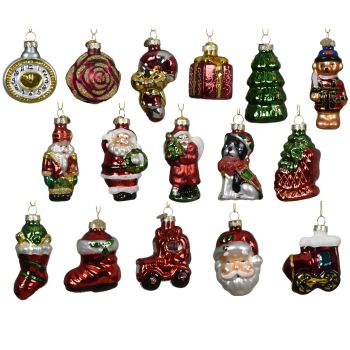 Ukras za jelku - razni oblici stakleni više boja 7 cm - pakovanje 1 kom.