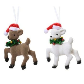 Ukras za jelku - razni oblici plastični jelen sa kapom 10 cm - pakovanje 1 kom.