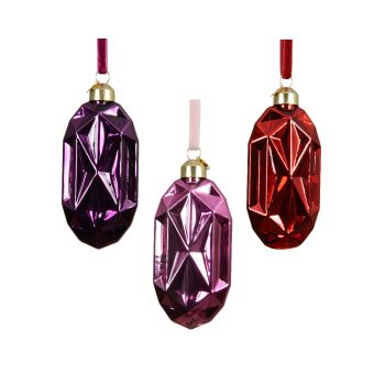 Ukras za jelku - razni oblici metalik ljubičasti i crveni 11 cm - pakovanje 1 kom.