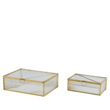 Kutija - staklena sa zlatnim ramom i poklopcem 10.5x15x5 cm - pakovanje 1 kom.