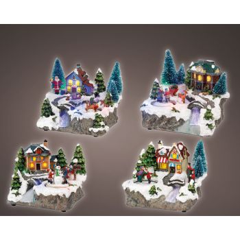 Novogodišnja dekoracija - božićno selo LED svetlo/pokret/baterije 15 cm - pakovanje 1 kom.
