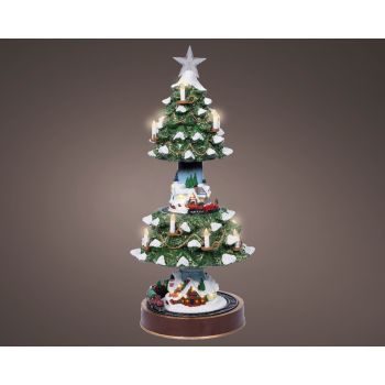 Novogodišnja dekoracija - božićno selo LED svetlo/pokret/zvuk - 49 cm