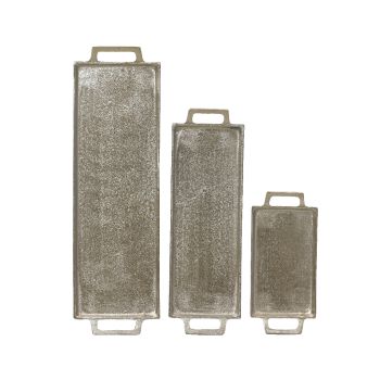 Poslužavnik - aluminijum srebrni sa dve ručke 43x14x3 cm - pakovanje 1 kom.