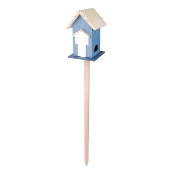 Hranilica za ptice - kućica na štapu 117 cm plava
