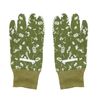 Baštenske rukavice pamučne sa printom - zelene