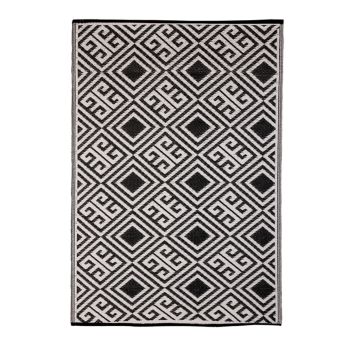 Baštenski tepih 122 x 180 cm - dvostrani crno - beli print