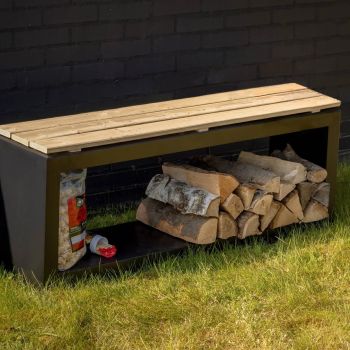 Klupa sa prostorom za odlaganje drva 118 x 29 x 48 cm