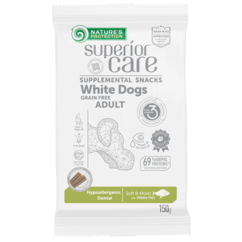 Natures Protection Snack White Dog/G.F./ Hipoallergenic Dental White Fish - 150 g