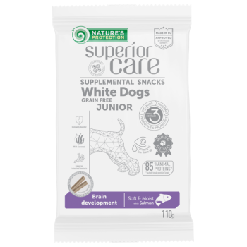 Natures Protection Snack White Dog/G.F./Brain Development/Salmon Junior - 110 g
